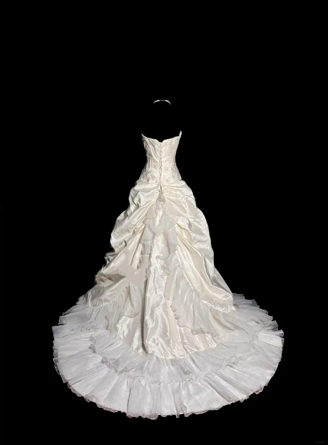 Vestido de novia vintage, vestido de fiesta sin tirantes, color marfil, de tafetán, largo, estilo retro, modesto, W879