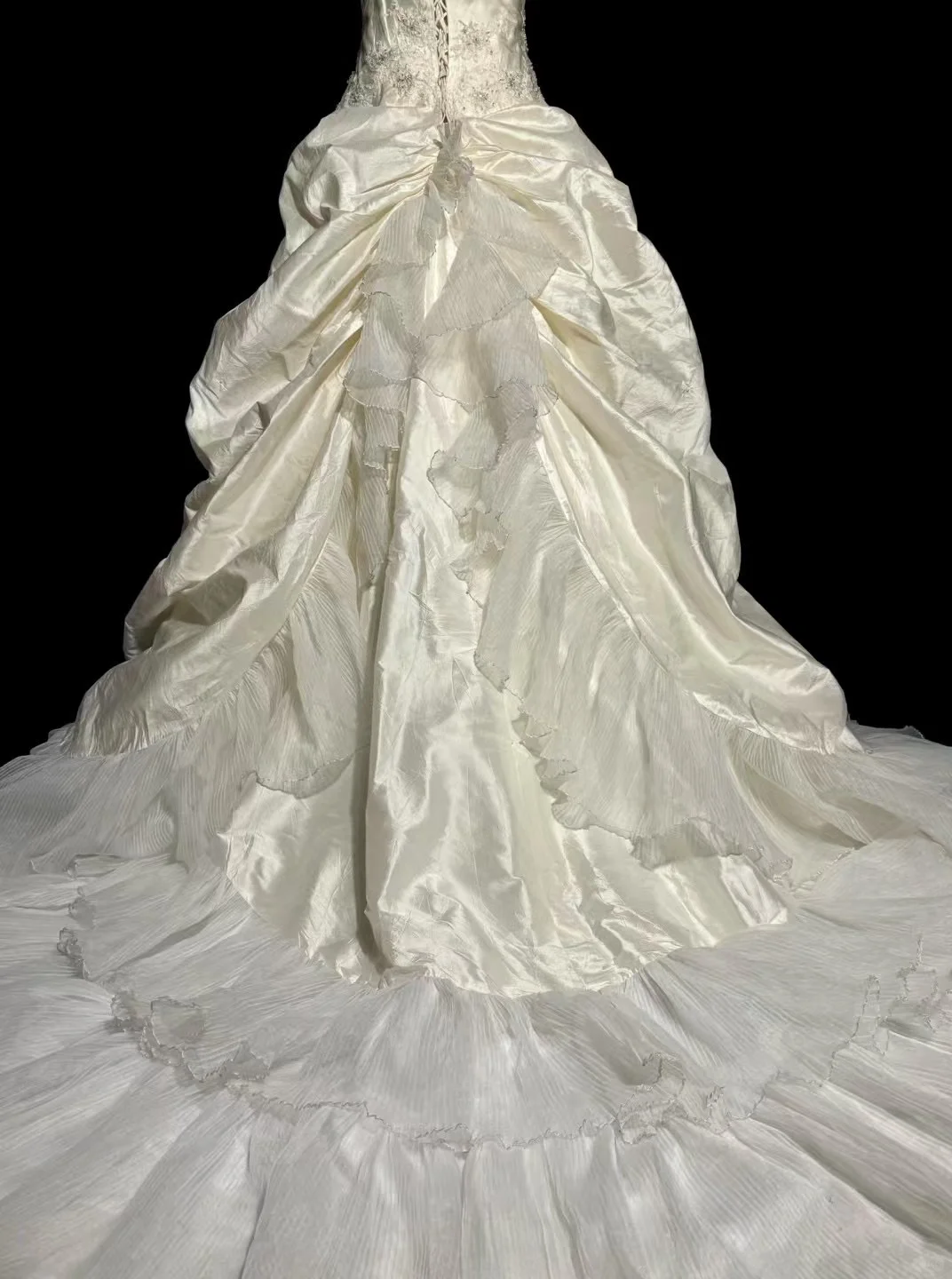 Vestido de novia vintage, vestido de fiesta sin tirantes, color marfil, de tafetán, largo, estilo retro, modesto, W879