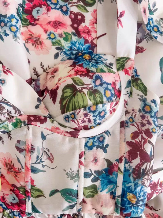 Bonito vestido de verano de satén con tirantes finos y estampado floral para adolescentes, ideal para cumpleaños número 16, minivestido de cóctel para mujer (W880)