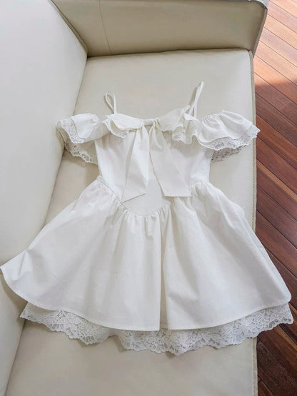 Bonitos vestidos blancos de verano para 16 cumpleaños adolescentes, con tirantes finos, corte A, minivestido para 18 cumpleaños, vestidos de cóctel para mujer W888