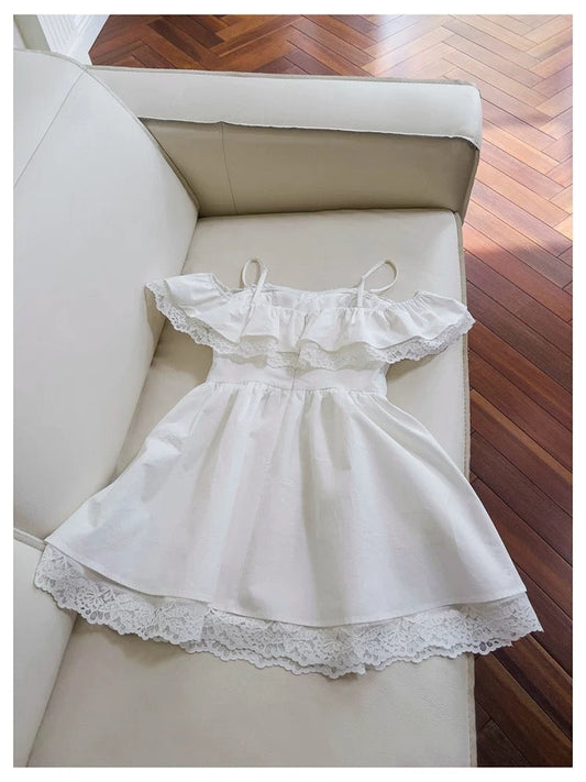 Bonitos vestidos blancos de verano para 16 cumpleaños adolescentes, con tirantes finos, corte A, minivestido para 18 cumpleaños, vestidos de cóctel para mujer W888