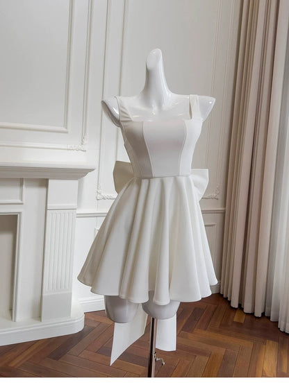 Vestido de fiesta blanco con escote cuadrado para adolescentes, vestido de verano para 16 cumpleaños, minivestido para 18 cumpleaños, vestidos de cóctel para mujer W903