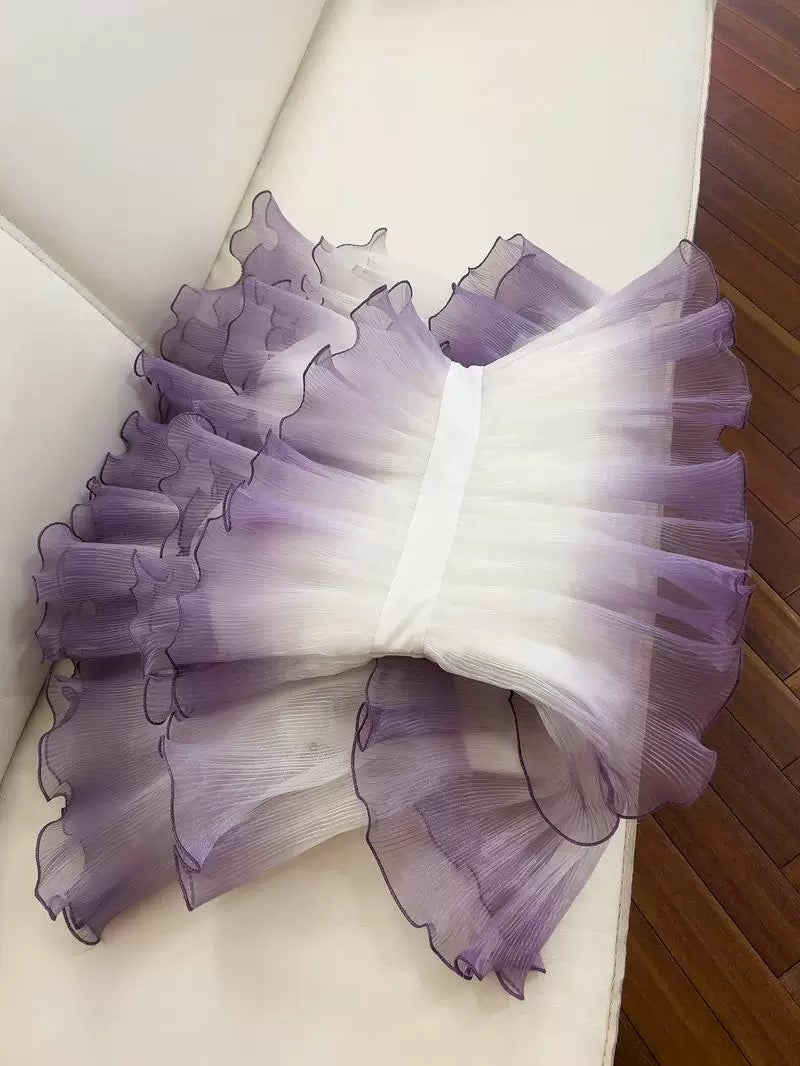 Lindo vestido de fiesta sin tirantes de tul lila para graduación de 8.º grado, vestido de regreso a casa, vestido de verano para escuela secundaria, vestido formal de Baddie Hoco, vestido de cóctel W917