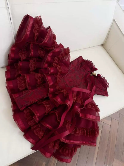 Vestido de fiesta con tirantes finos y encaje burdeos para graduación de 8.º grado, vestido de verano para escuela secundaria, vestido de cóctel W0921