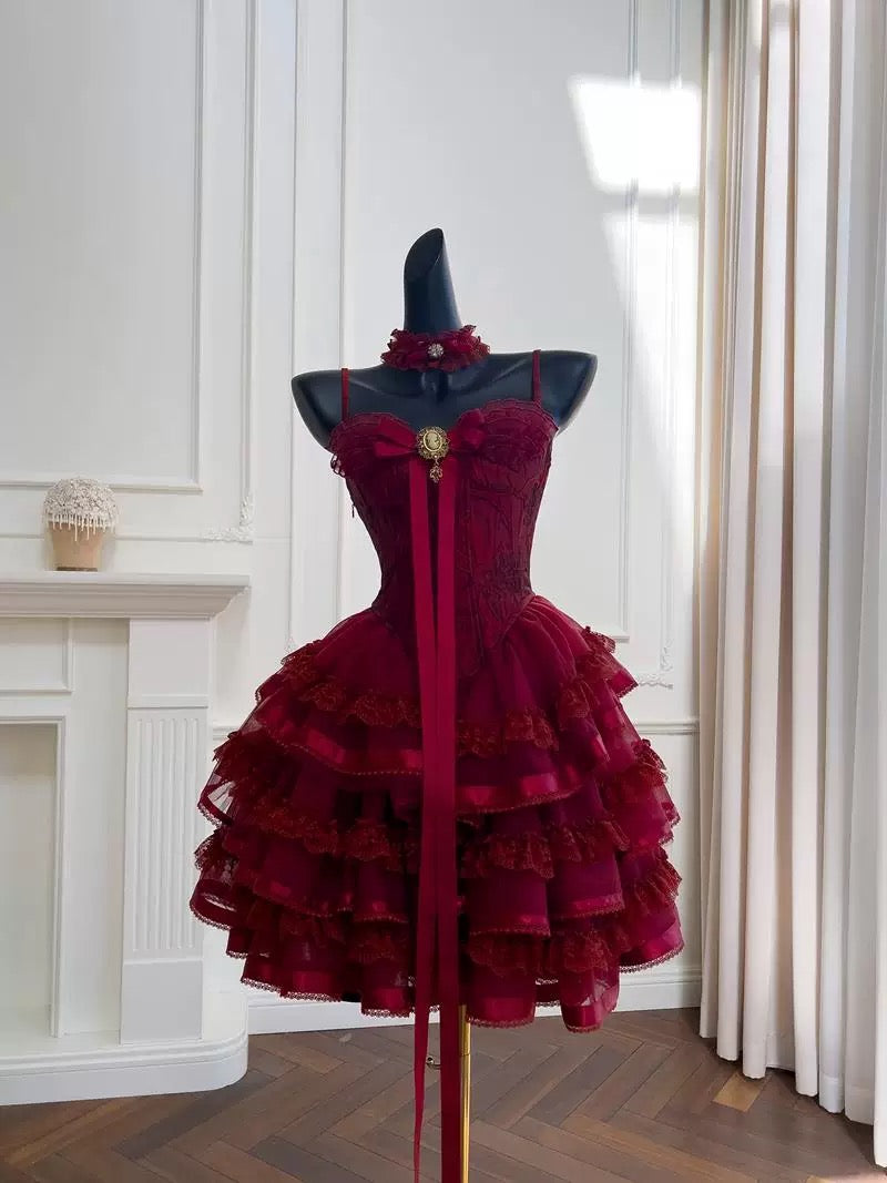 Vestido de fiesta con tirantes finos y encaje burdeos para graduación de 8.º grado, vestido de verano para escuela secundaria, vestido de cóctel W0921