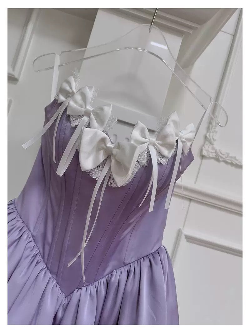 Vestido de fiesta moderno con escote corazón, de satén lila, sin mangas, formal, corto, para octavo grado, para regreso a casa, de verano, para escuela secundaria, vestido de cóctel, atuendos de cumpleaños, W925
