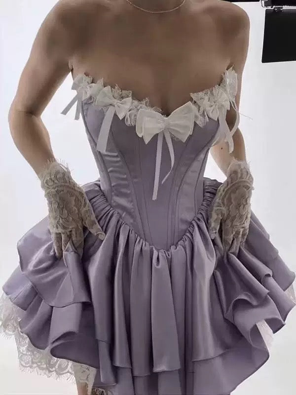 Vestido de fiesta moderno con escote corazón, de satén lila, sin mangas, formal, corto, para octavo grado, para regreso a casa, de verano, para escuela secundaria, vestido de cóctel, atuendos de cumpleaños, W925