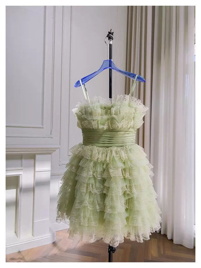 Vestido de fiesta moderno con tirantes finos, verde menta, sin mangas, formal, corto, para octavo grado, de verano, para escuela secundaria, de cóctel, para cumpleaños, W931