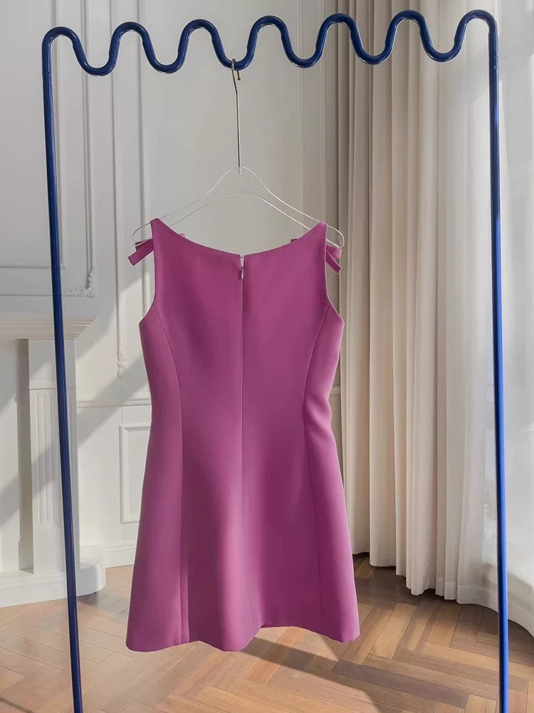 Vestido de fiesta de satén rosa, corto, elegante, con escote cuadrado y corte en A, para octavo grado, de verano, para escuela secundaria, de cumpleaños, W933