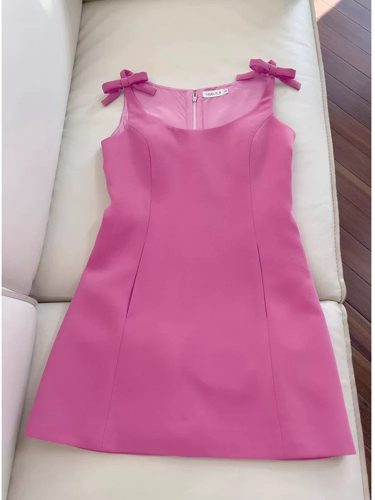 Vestido de fiesta de satén rosa, corto, elegante, con escote cuadrado y corte en A, para octavo grado, de verano, para escuela secundaria, de cumpleaños, W933