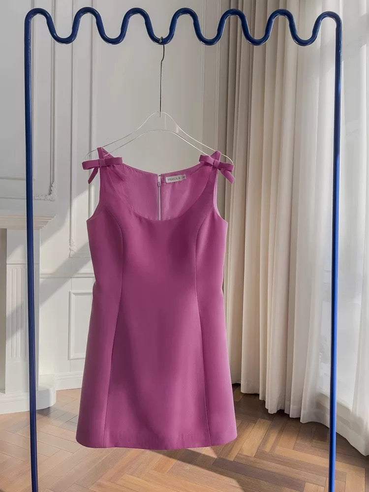 Vestido de fiesta de satén rosa, corto, elegante, con escote cuadrado y corte en A, para octavo grado, de verano, para escuela secundaria, de cumpleaños, W933