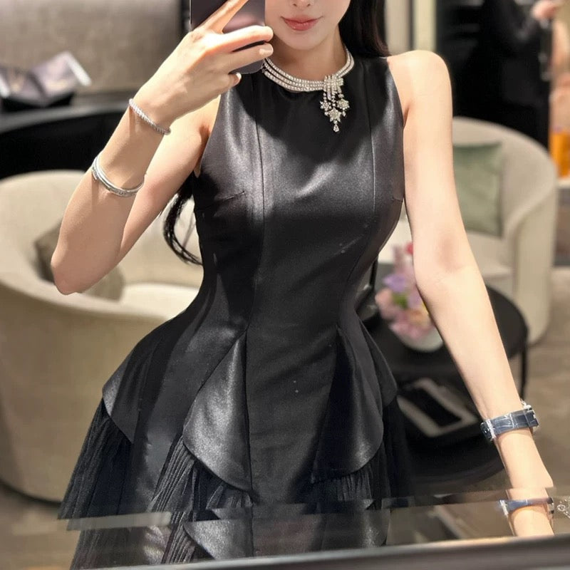 Vestido de fiesta corto de satén blanco con escote redondo, moderno, para octavo grado, de verano, para escuela secundaria, de fiesta, de cumpleaños, W936
