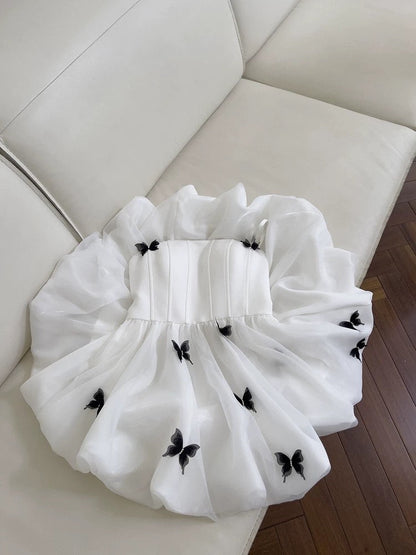 Vestido de fiesta de moda con tirantes finos, blanco, sin mangas, formal, corto, para octavo grado, para fiesta de verano, para escuela secundaria, cóctel, cumpleaños, W937