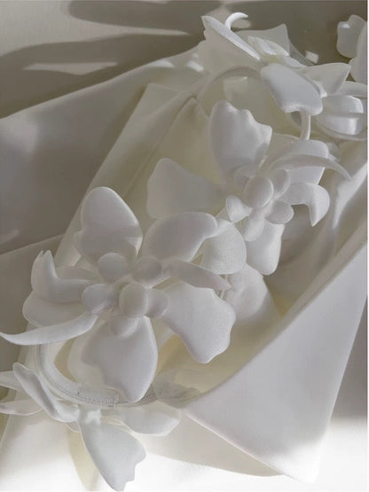 Vestido corto de fiesta de verano para octavo grado, con tirantes finos y estampado floral blanco, ideal para fiestas de graduación, W939