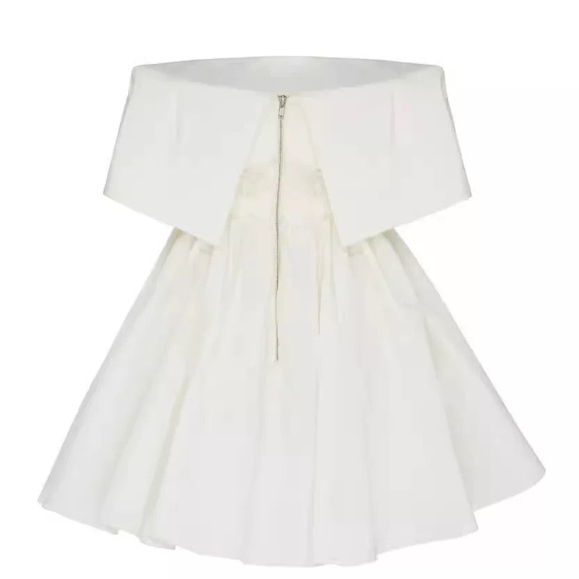 Vestido de fiesta de satén corto, elegante, con hombros descubiertos, para octavo grado, de verano, para escuela secundaria, de fiesta, de cumpleaños, W948