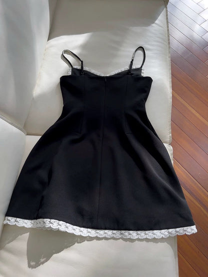 Vestido negro de fiesta de graduación, corto, sin mangas, con tirantes finos, corte A, para octavo grado, de verano, para escuela secundaria, cóctel, cumpleaños, W954