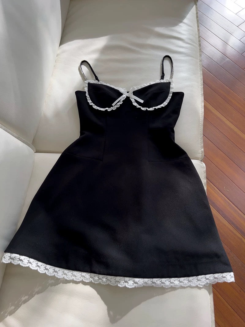 Vestido negro de fiesta de graduación, corto, sin mangas, con tirantes finos, corte A, para octavo grado, de verano, para escuela secundaria, cóctel, cumpleaños, W954