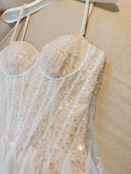Vestido de fiesta corto de verano para octavo grado, corte A, tirantes finos, color champán, formal, de cóctel, para cumpleaños, W961