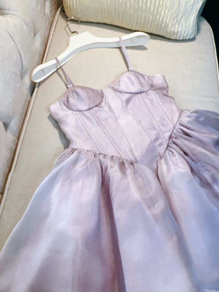 Vestido de fiesta corto de tul rosa con tirantes finos para octavo grado, vestido de verano para escuela secundaria, vestido de cóctel, atuendos de cumpleaños W967
