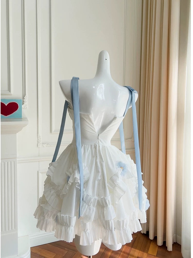Vestido de fiesta moderno con tirantes finos, de gasa blanca, corto, para octavo grado, para fiesta de verano, para escuela secundaria, cóctel, cumpleaños, W968