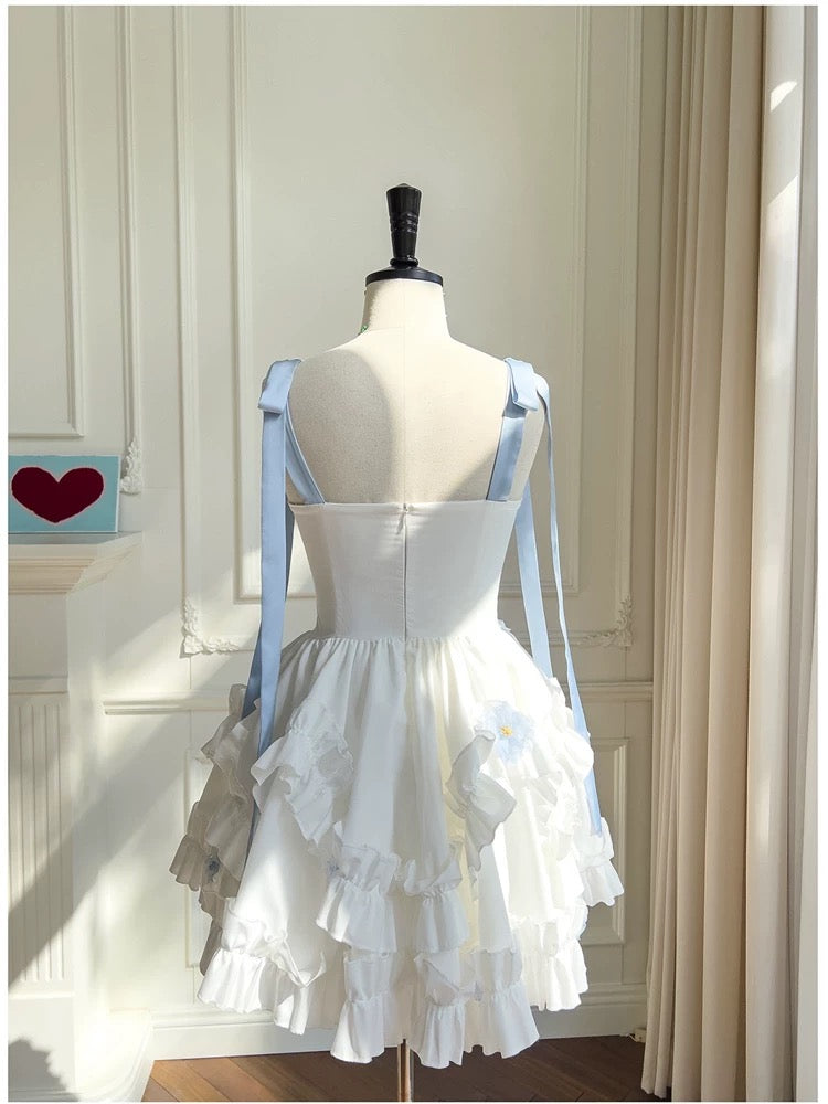 Vestido de fiesta moderno con tirantes finos, de gasa blanca, corto, para octavo grado, para fiesta de verano, para escuela secundaria, cóctel, cumpleaños, W968