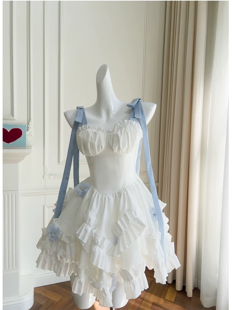 Vestido de fiesta moderno con tirantes finos, de gasa blanca, corto, para octavo grado, para fiesta de verano, para escuela secundaria, cóctel, cumpleaños, W968