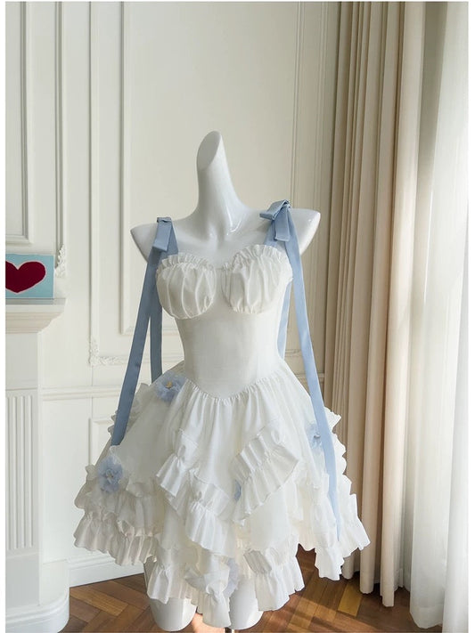 Vestido de fiesta moderno con tirantes finos, de gasa blanca, corto, para octavo grado, para fiesta de verano, para escuela secundaria, cóctel, cumpleaños, W968