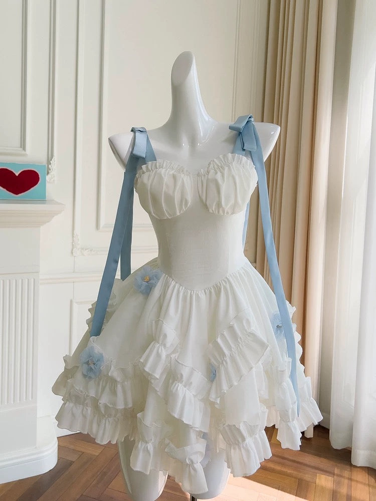 Vestido de fiesta moderno con tirantes finos, de gasa blanca, corto, para octavo grado, para fiesta de verano, para escuela secundaria, cóctel, cumpleaños, W968