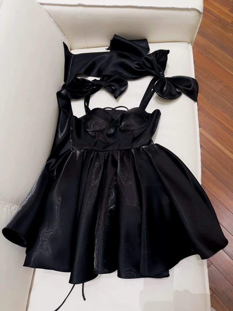 Vestido de fiesta sexy de corte A con tirantes finos, sin mangas, formal, corto, para octavo grado, de verano, para escuela secundaria, para cumpleaños, W978