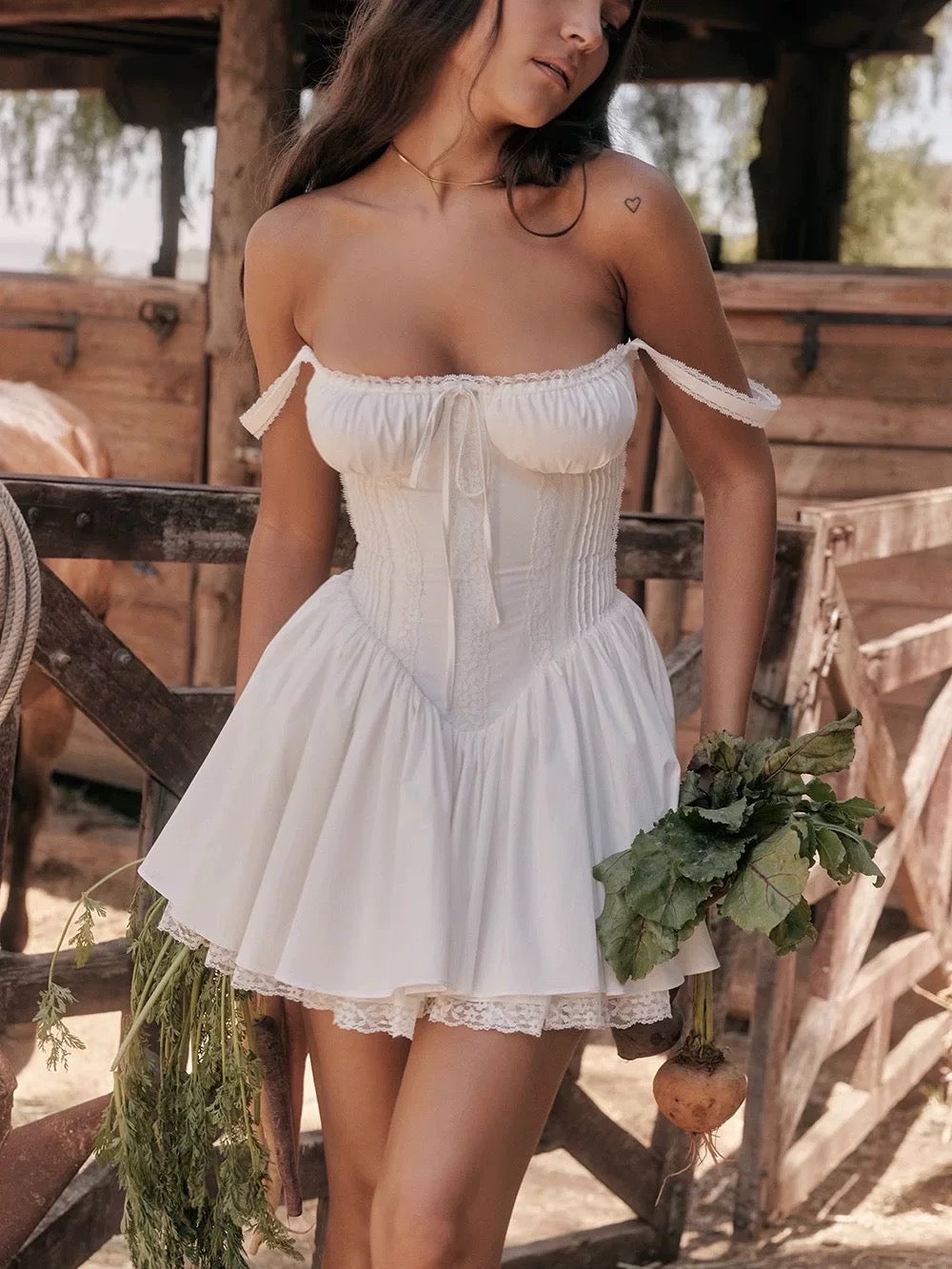 Vestido corto blanco de fiesta con escote cuadrado y corte en A, ideal para verano, para escuela secundaria, cóctel, cumpleaños, W981