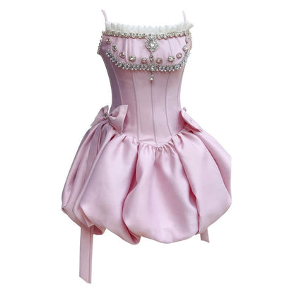 Vestido de fiesta de moda con tirantes finos, de satén rosa, sin mangas, formal, corto, para octavo grado, de verano, para escuela secundaria, de cóctel, para cumpleaños, W986