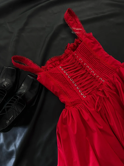 Vestido corto rojo de fiesta con escote cuadrado y corte en A, para verano, para escuela secundaria, 8.º grado, cóctel, cumpleaños, W992