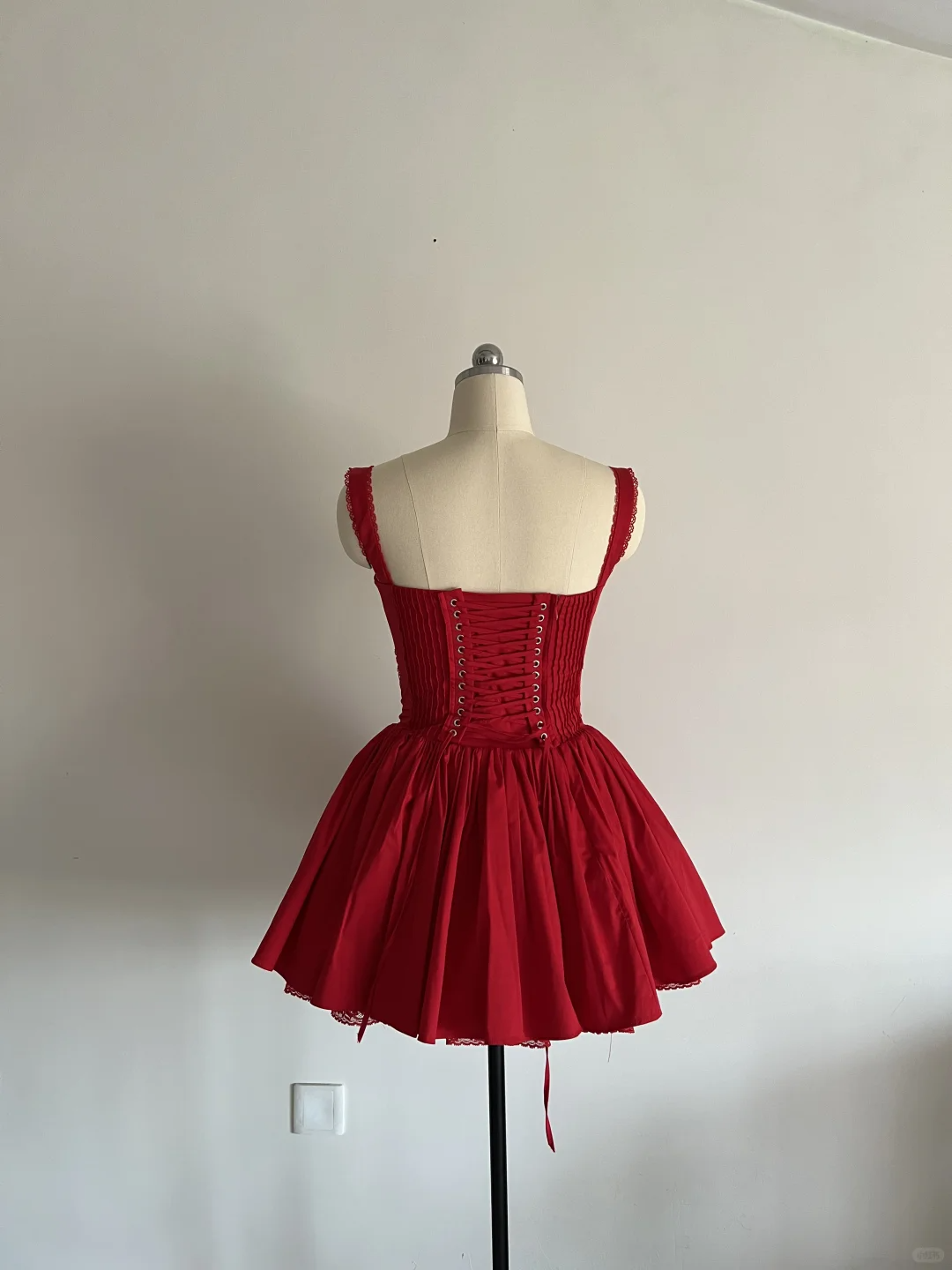 Vestido corto de encaje rojo con escote cuadrado y corte A para regreso a casa, de verano, para escuela secundaria, 8.º grado, fiesta de verano, cumpleaños, W995