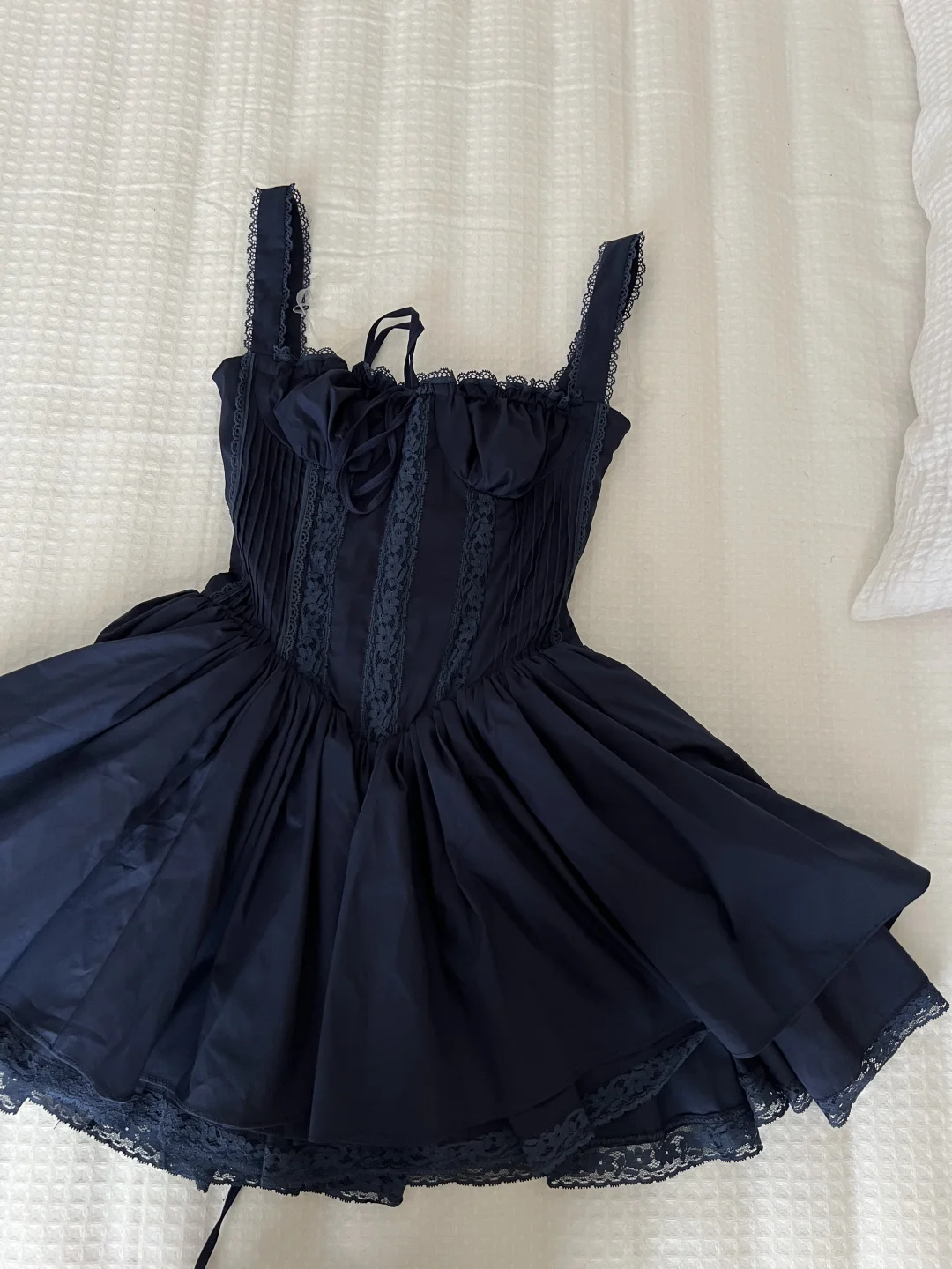 Vestido corto de encaje cuadrado con corte en A para regreso a casa, de verano, para escuela secundaria, 8.º grado, para vacaciones de verano, trajes de cumpleaños W1000