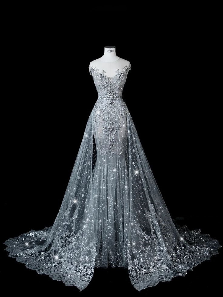 Vestido de novia sexy de sirena con lentejuelas y cuentas, largo plateado, con cola, WD062