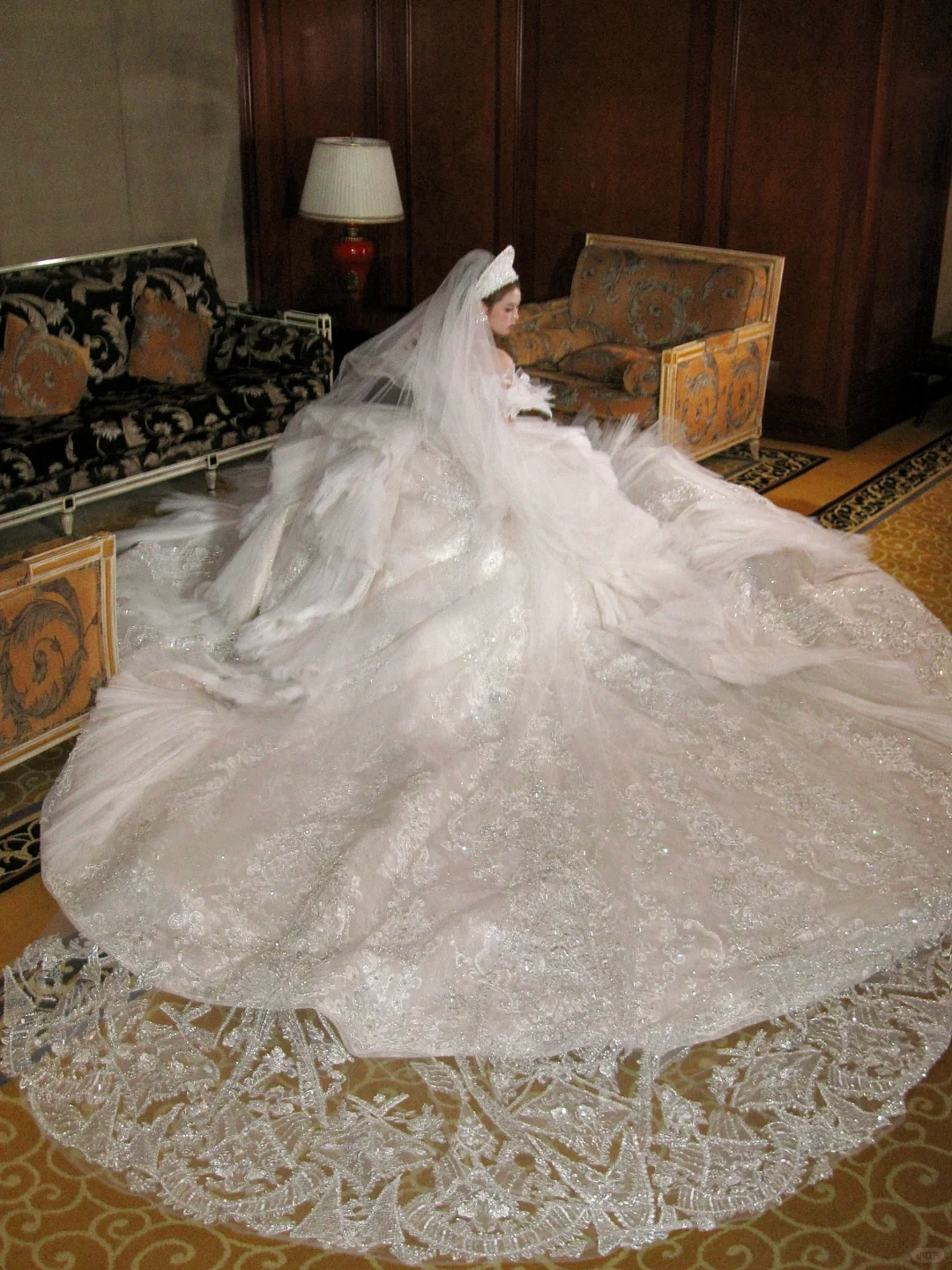 Hermoso vestido de novia de tul blanco largo y escote redondo, de lujo, WD090