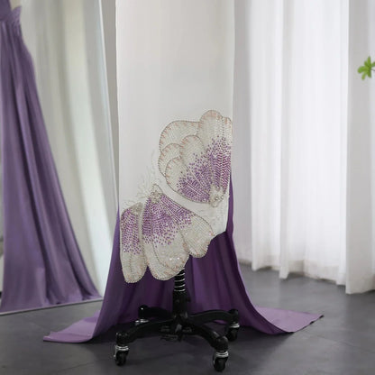 Vestido de noche largo estilo sirena con un solo hombro y diseño de mariposas vintage, TP4567