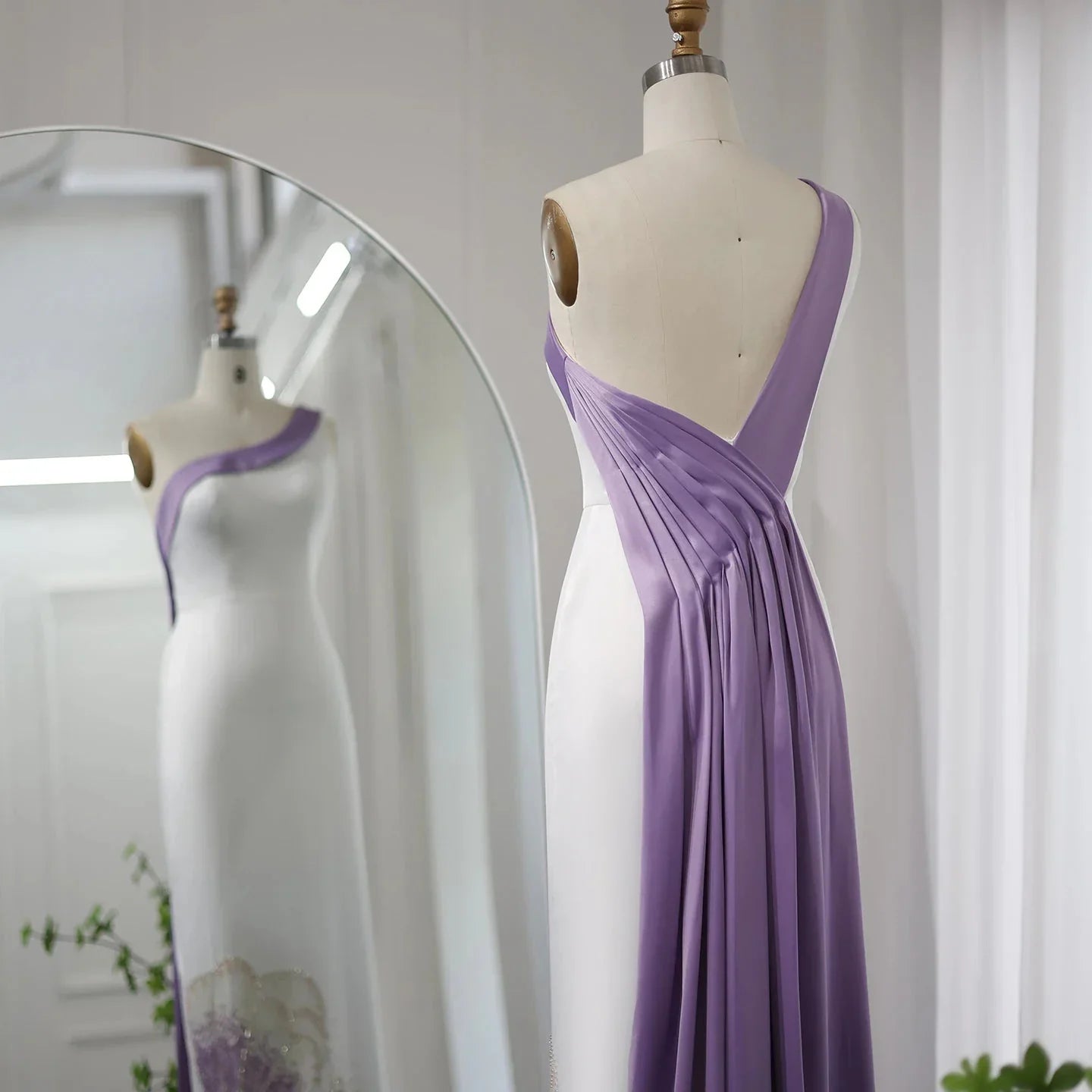 Vestido de noche largo estilo sirena con un solo hombro y diseño de mariposas vintage, TP4567