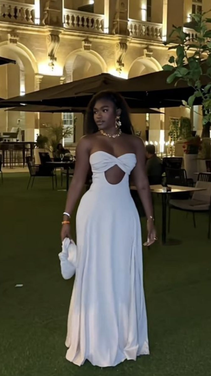 Vestido de fiesta blanco de escote corazón, vestidos de noche sin mangas para fiesta