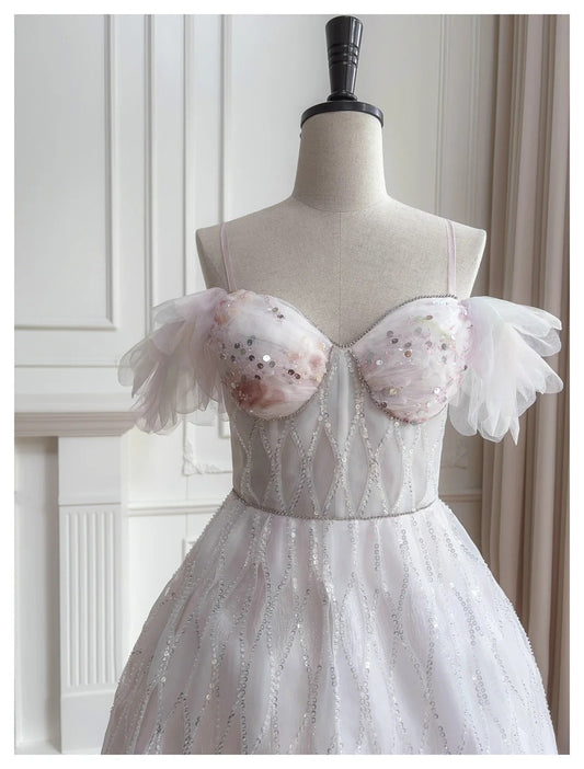 Pink Sweet Sequin Short Tulle Homecoming Dress Birthday Party Dress gh5042