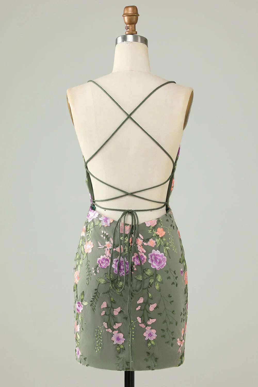 Charming Appliques Spaghetti Straps Bodycon Design A-line Homecoming Dress TP3646