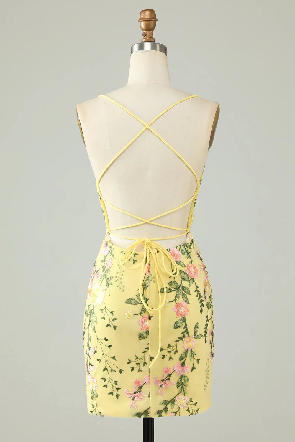 Charming Appliques Spaghetti Straps Bodycon Design A-line Homecoming Dress TP3646