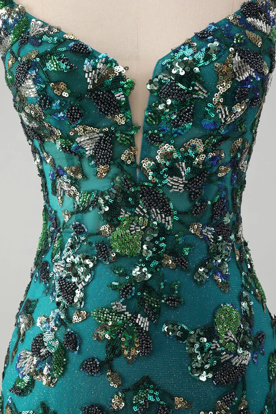 Charming Dark Green Beading Sequins Bodycon Design A-line Lace-up Homecoming Dress TP3648