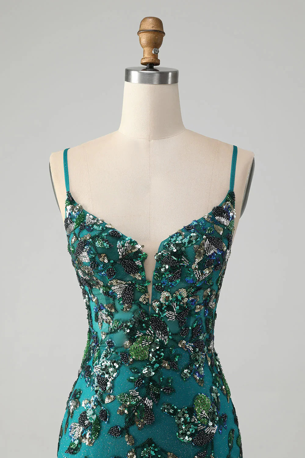 Charming Dark Green Beading Sequins Bodycon Design A-line Lace-up Homecoming Dress TP3648