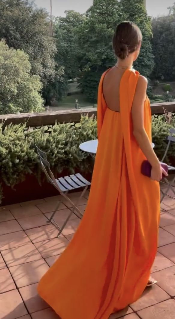 Orange Elegant Flowing A-Line Off Shoulder satin Long Ball Gown Evening Dress Wedding Guest Party Dress gh3093
