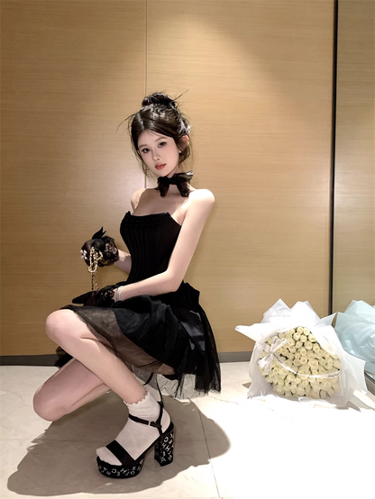 Vintage Tulle Design A-line Corset Strapless Homecoming Dress TP3683