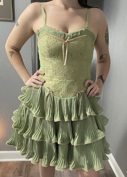 Green pink sweet spaghetti strap layered short lace tulle homecoming dress prom dress evening dress birthday party dress gh3463