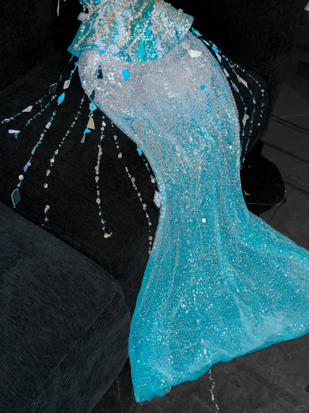 Hermoso vestido de noche elegante de gasa con sirena, con lentejuelas azules brillantes y cuentas, vestidos de fiesta TP4154