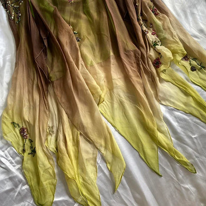 Green fashion gradient exquisite beaded long chiffon prom dress, evening dress, party dress gh3512