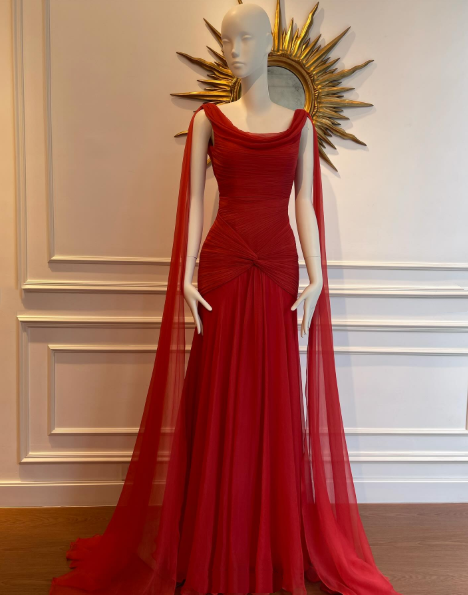 Elegante vestido de fiesta largo de gasa rosa con escote redondo y corte sirena, ideal para celebrar cumpleaños número 20 y cumpleaños número 18, DH904